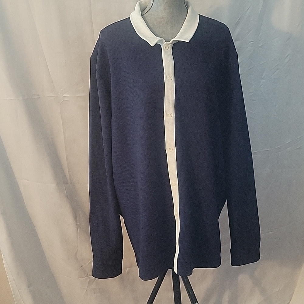 Tall Plus Long Sleeve Jersey Textured Shirt, Size: XXL, NWT